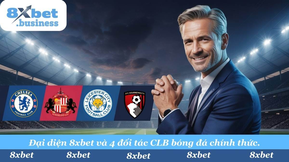 8xbet - Khẳng định uy tín & đẳng cấp toàn cầu. Tự hào là đối tác cá cược chính thức của các CLB danh tiếng: Chelsea FC, AFC Bournemouth, Leicester City FC, và Ipswich Town FC. Đây chính là "bảo chứng vàng" cho một sân chơi minh bạch, chuyên nghiệp và đáng tin cậy.