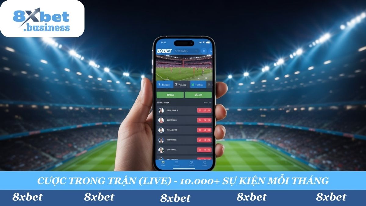 Đừng bỏ lỡ bất kỳ khoảnh khắc nào. Trải nghiệm Cược Trong Trận (Live Betting) tại 8xbet với hơn 10.000+ sự kiện thể thao mỗi tháng, tỷ lệ cược cập nhật liên tục theo thời gian thực.