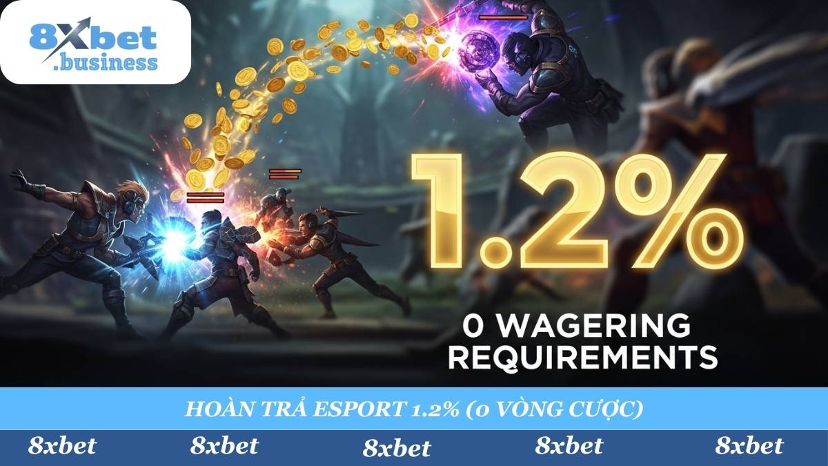 "Cháy" hết mình mà không lo "cháy" túi. 8xbet độc quyền hoàn trả 1.2% hàng ngày cho mọi vé cược Esport, không giới hạn, và 0 vòng cược! Tiền về ví, rút ngay lập tức.